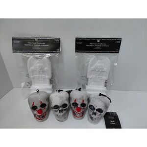 LOT of 4 Skull Cranes Haning Decor 2 Mini Foam Tombstones Halloween Decor NWT